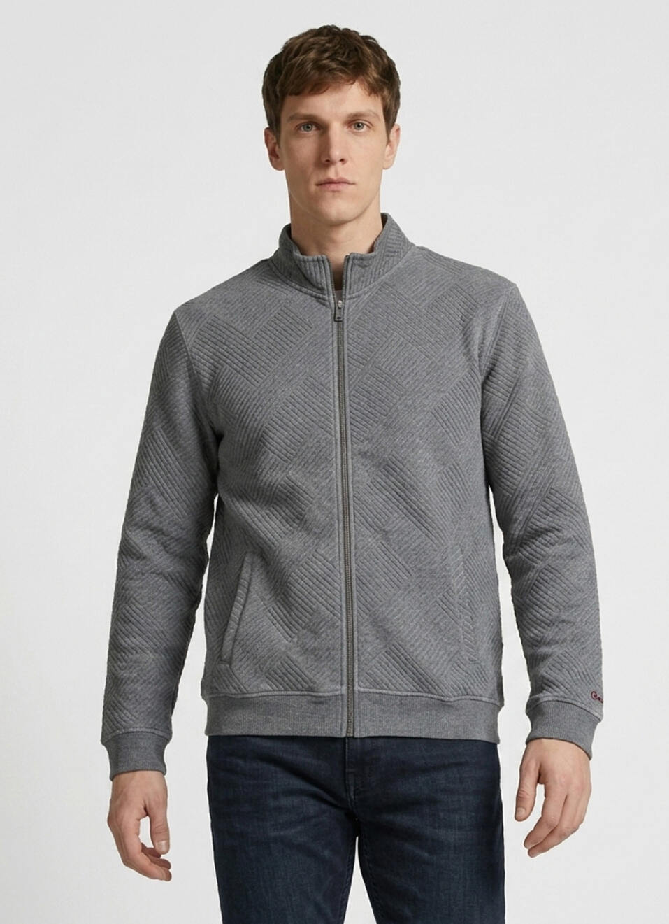 Men Grey Solid Full Sleeve Sweatshirt, , large image number 1