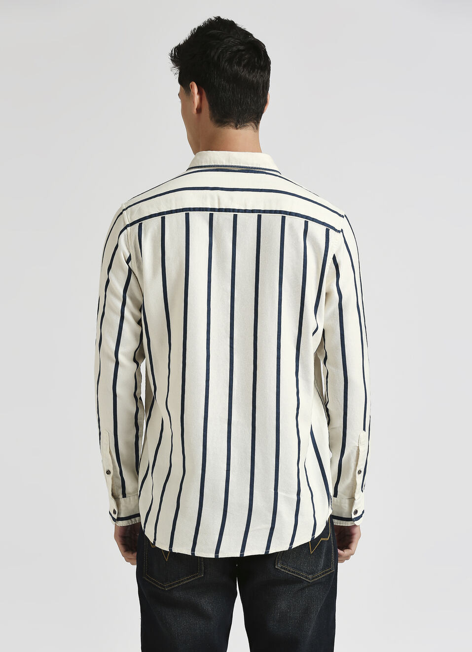 White Narrow Stripes Long Sleeve Shirt, , large image number 2