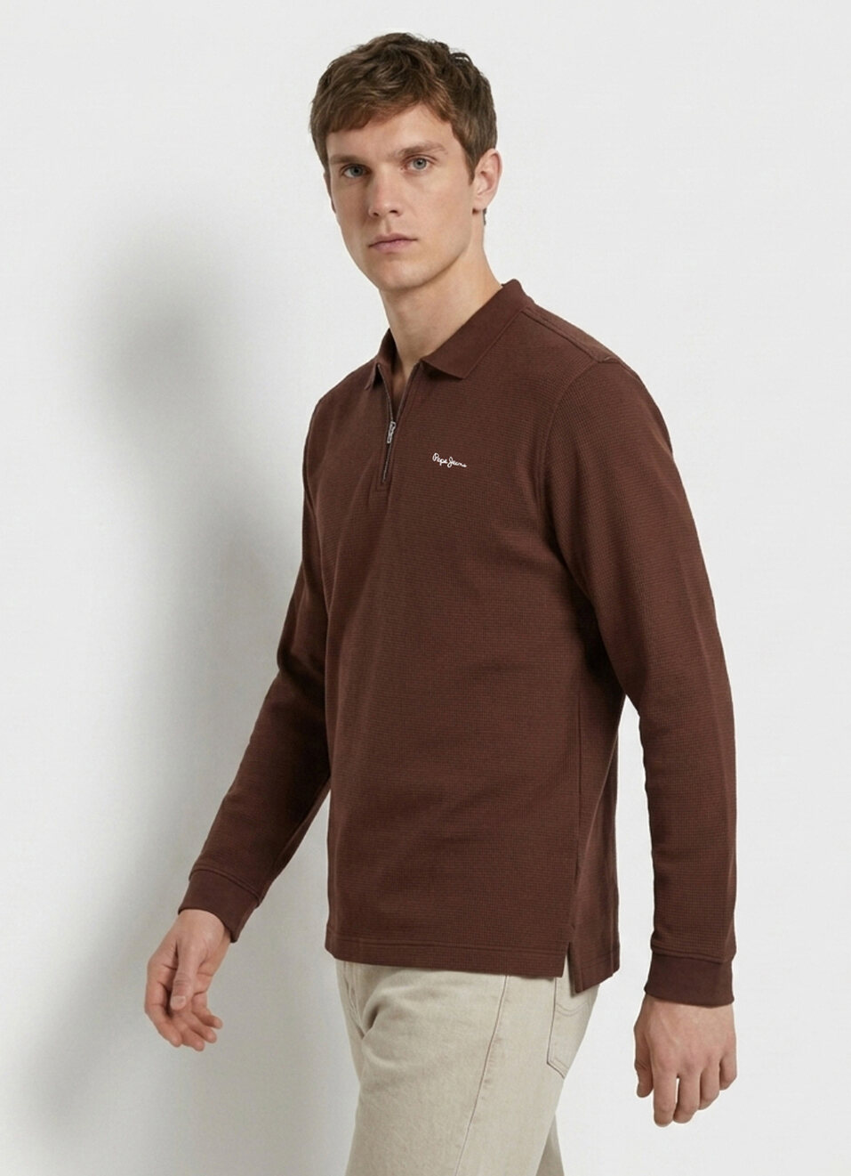 Men Brown Solid Polo Collar T-shirt, , large image number 3
