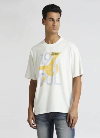 White Graphic Print Short Sleeve Oversized T-shirt