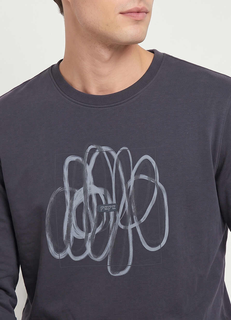 Men Grey Printed Full Sleeve Sweatshirt, , large image number 4