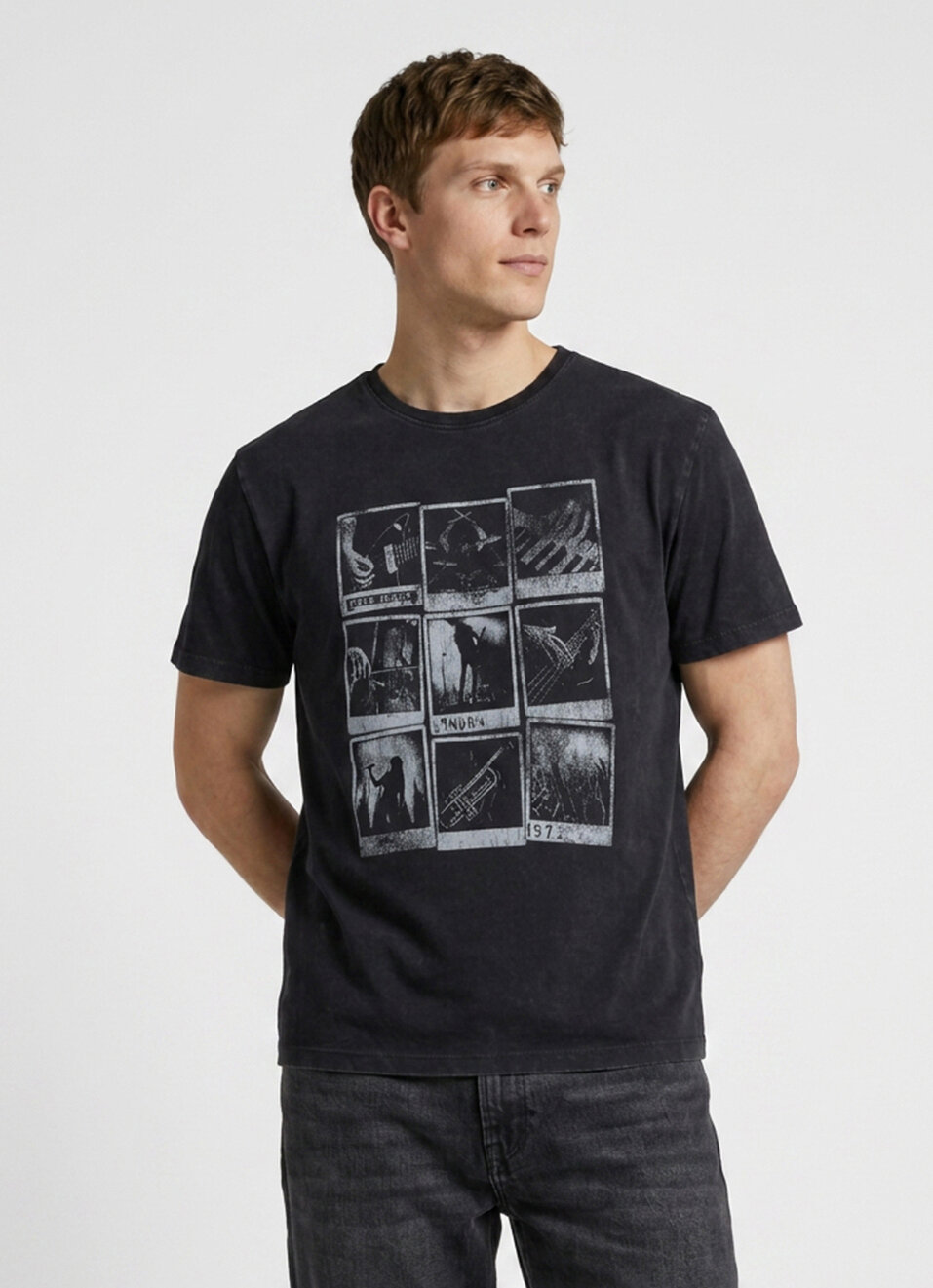 Men Grey Printed Relaxed Fit Short Sleeve T-shirt, , large image number 1