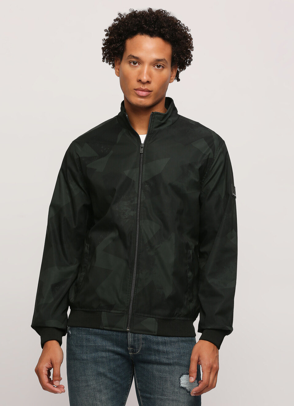 Green All Over Printed Lightweight Jackpot Fit Jacket, , large image number 1