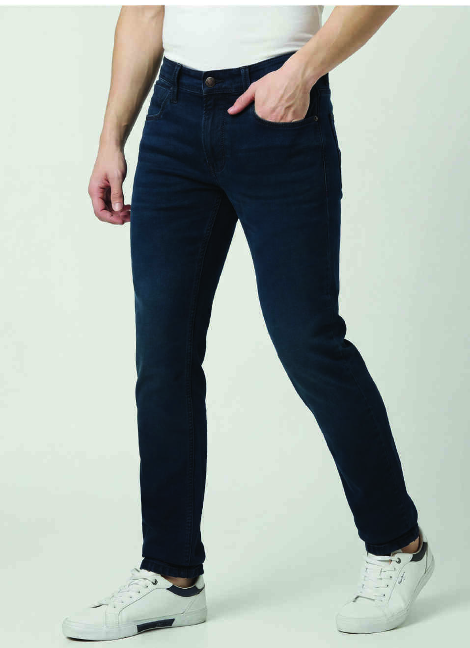 Men Blue Mid Rise Slim Fit Textured Jeans, , large image number 0