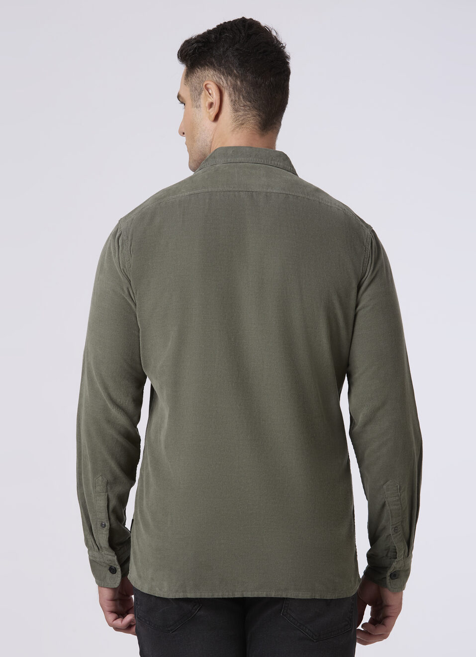 Men Green Corduroy Flap Pocket Full Sleeve Shirt, , large image number 2
