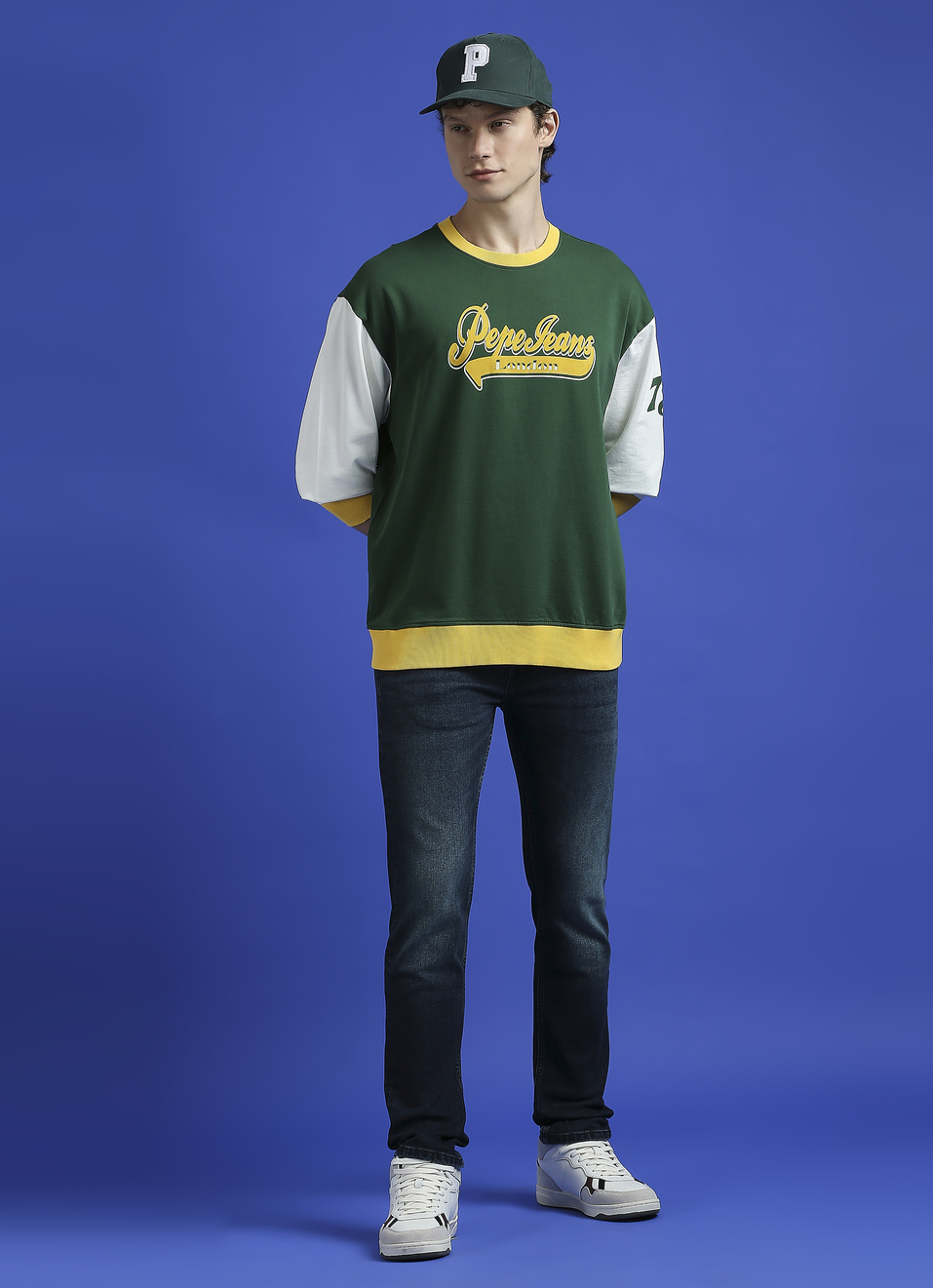 Green Flock Print Full Sleeve Oversized Sweatshirt, , large image number 5