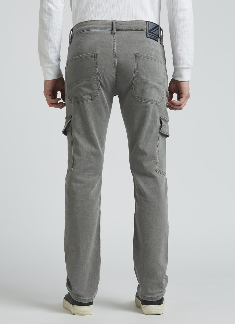 Grey Mid Rise Gymindigo Straight Jeans, , large image number 3