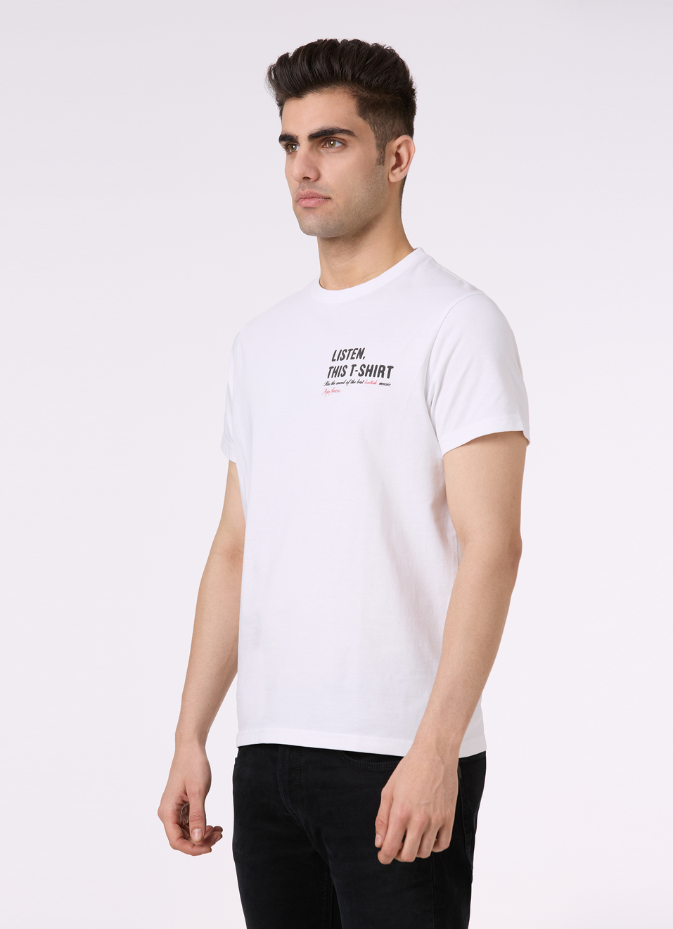 Men White Back Graphic Print Short Sleeve T-shirt, , large image number 3