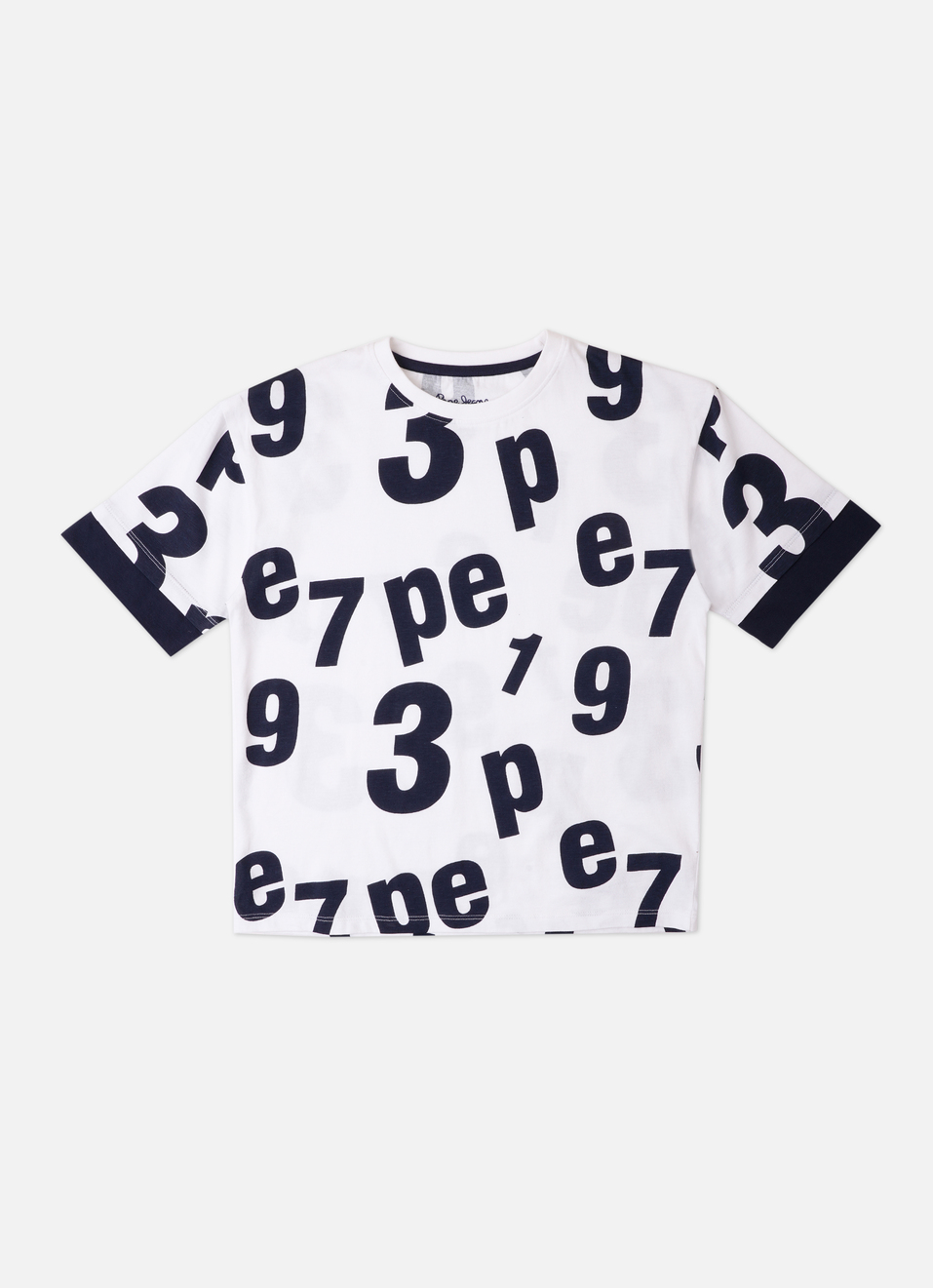Boys Navy Letter Print Short Sleeve T-shirt, , large image number 0