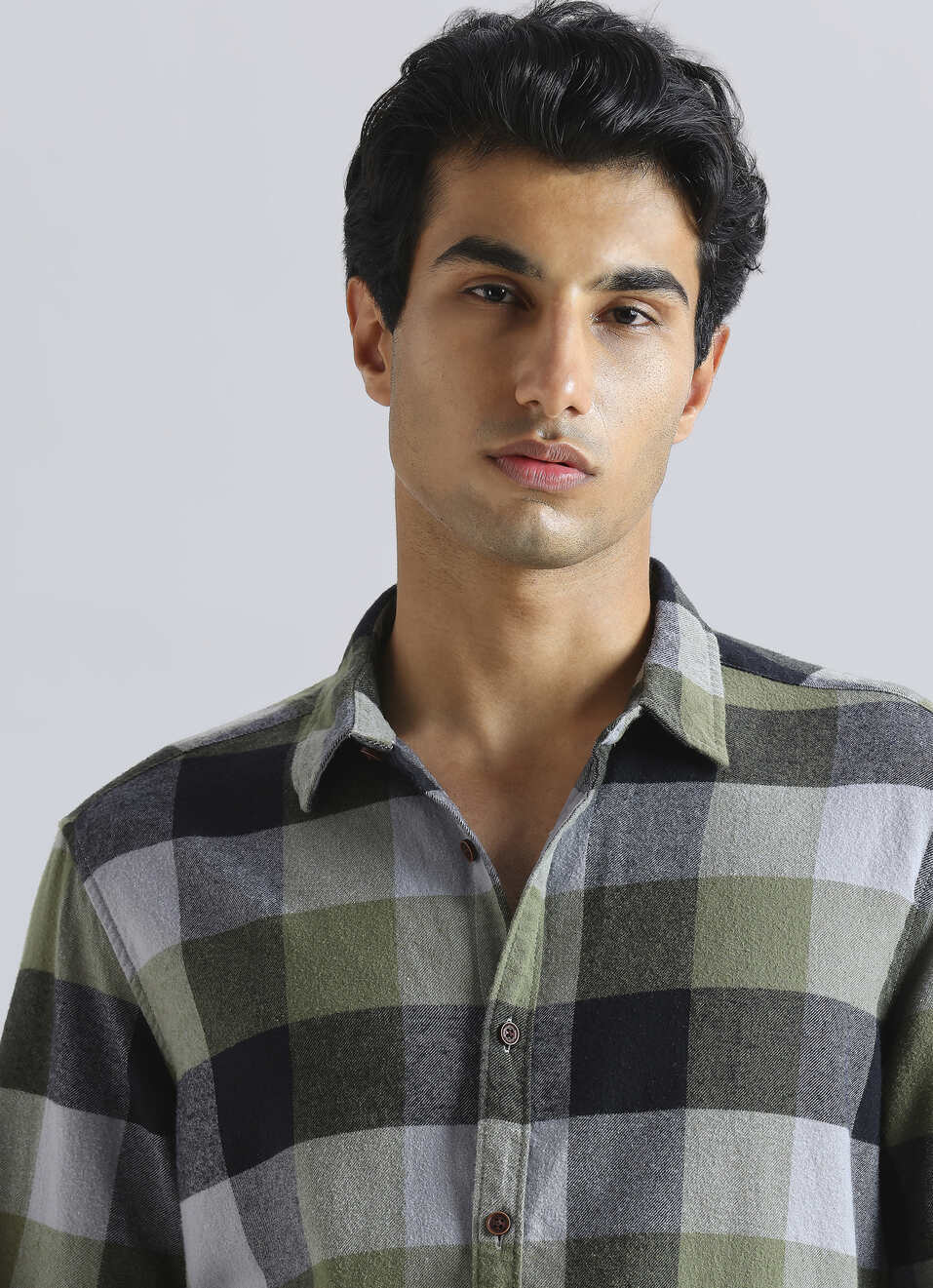 Olive Checked Full Sleeve Shirt, , large image number 4