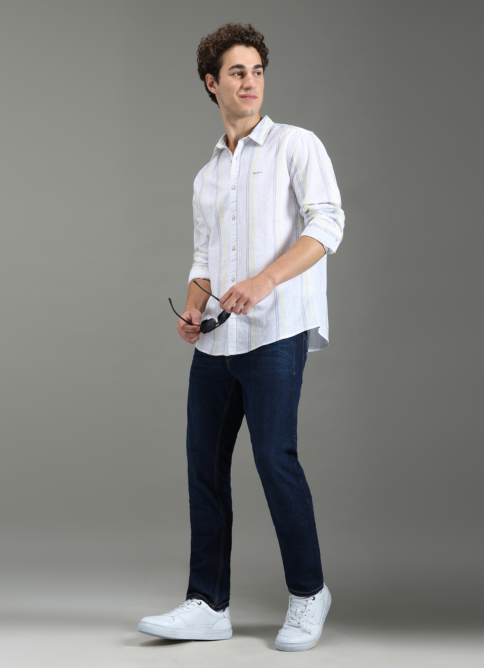 Men Beige Striped Shirt, , large image number 5
