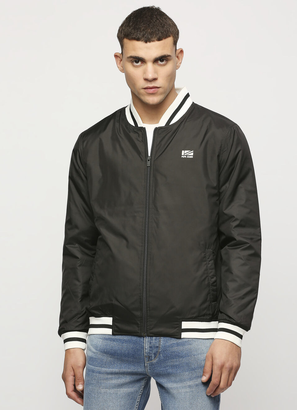 Black Solid Puffer Jacket, , large image number 1