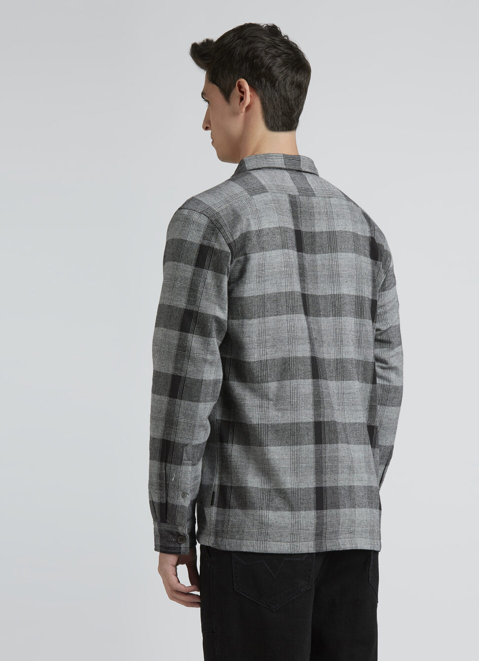 Grey Check Full Sleeve Oversized Shirt, , large image number 2