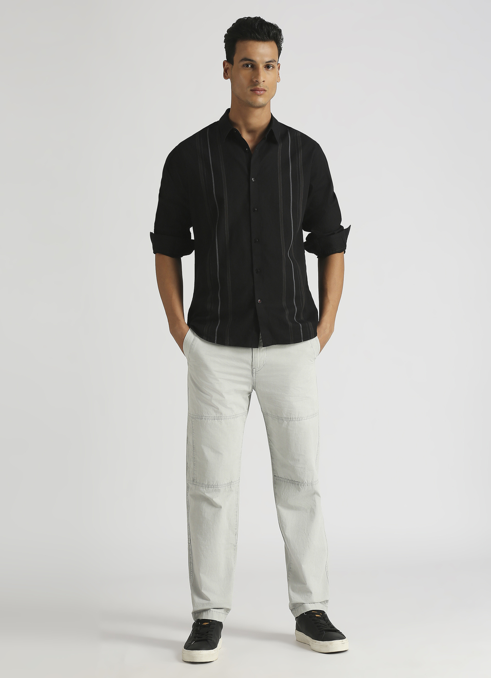 Black Stripes Yarn Dyed Premium Long Sleeve Shirt, , large image number 5
