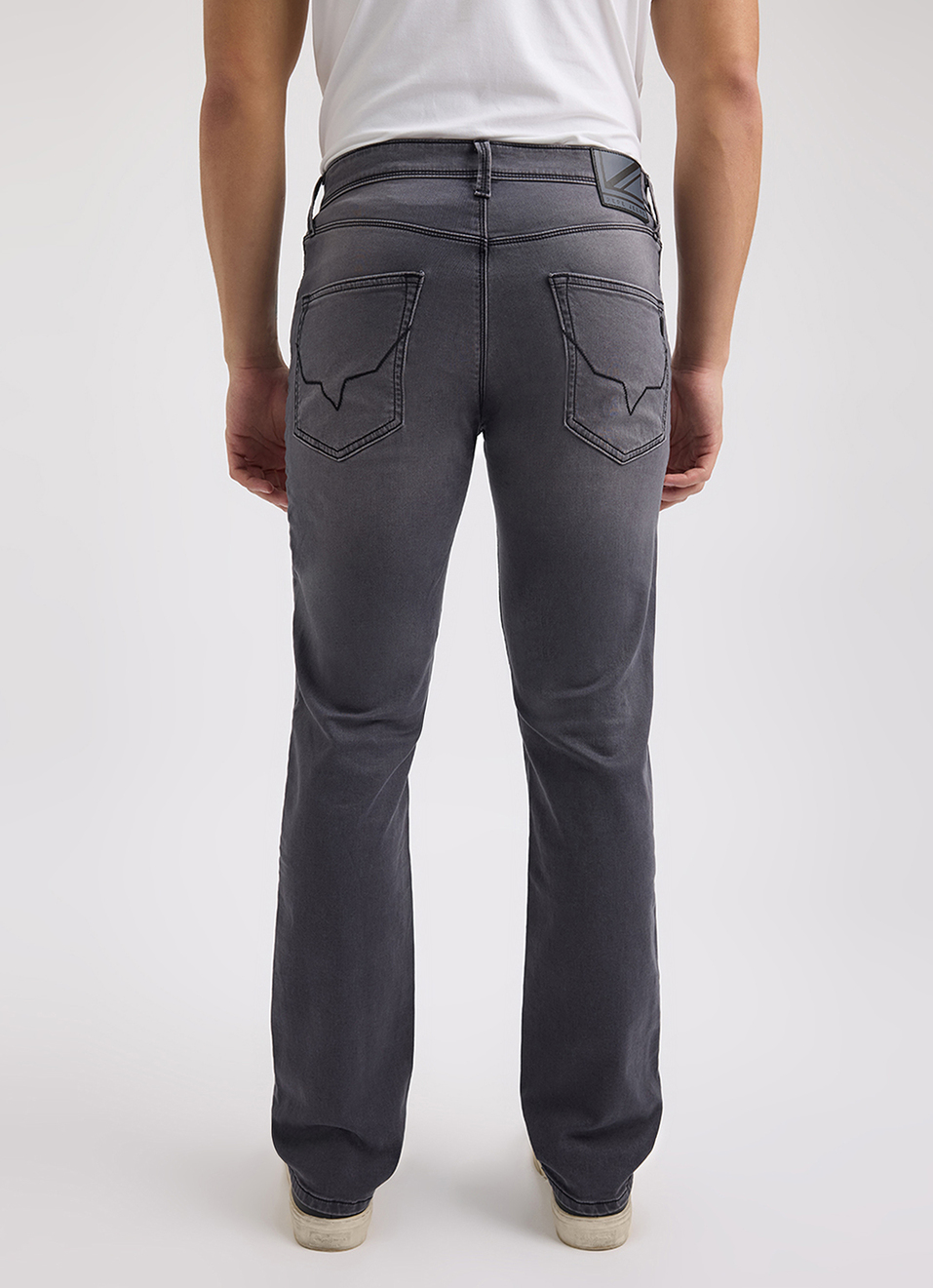 Men Dark Grey Mid Rise Straight Structured Jeans, , large image number 3