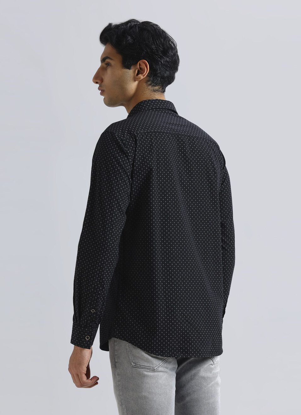 Black Geometric Print Full Sleeve Shirt, , large image number 2