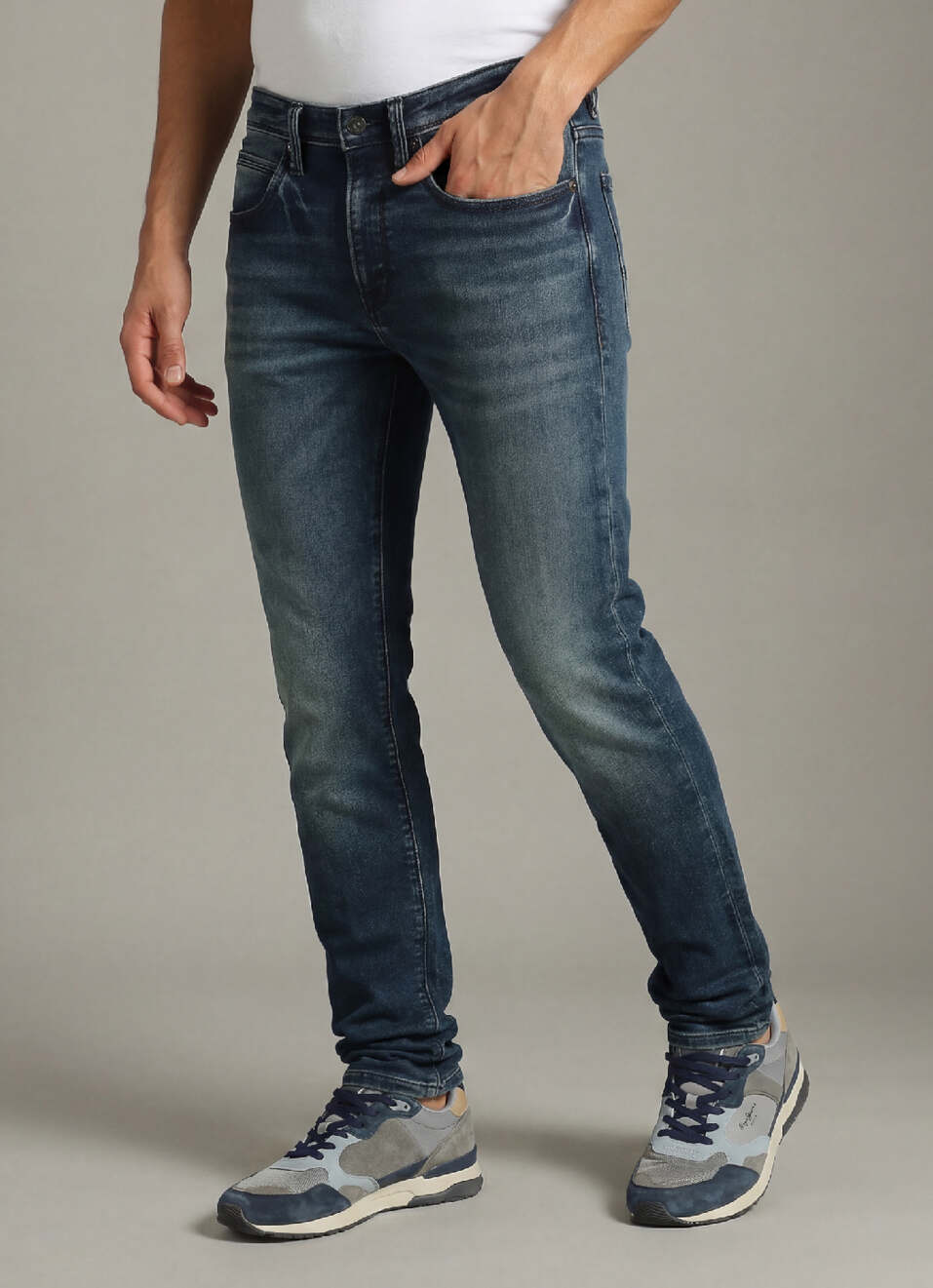 Chinox Dark Blue Mid Rise Skinny Gymindigo Jeans, , large image number 0