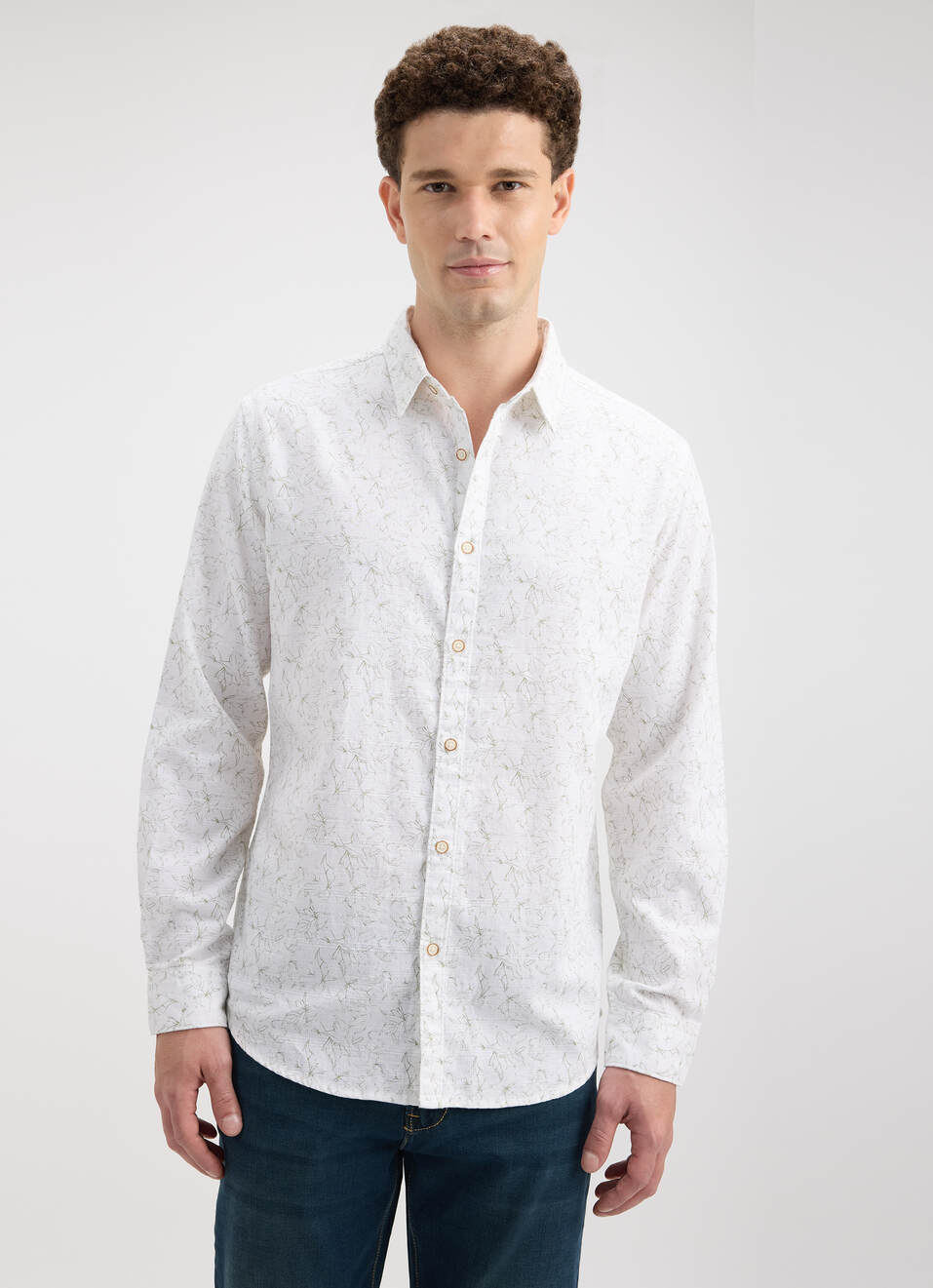 Men White Printed Full Sleeve Shirt, , large image number 1