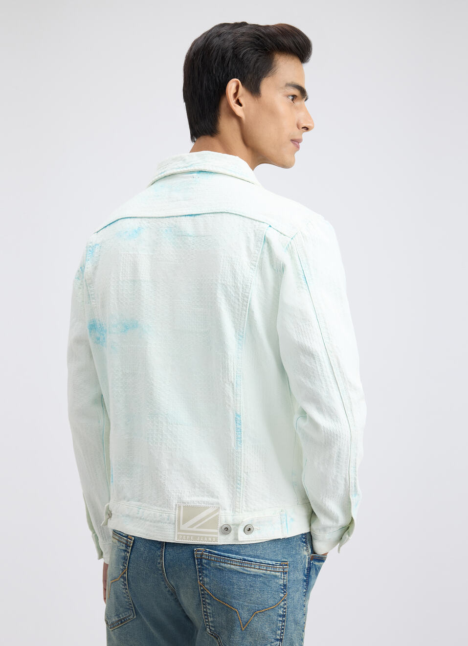 Men Light Blue Trucker Jacket, , large image number 2