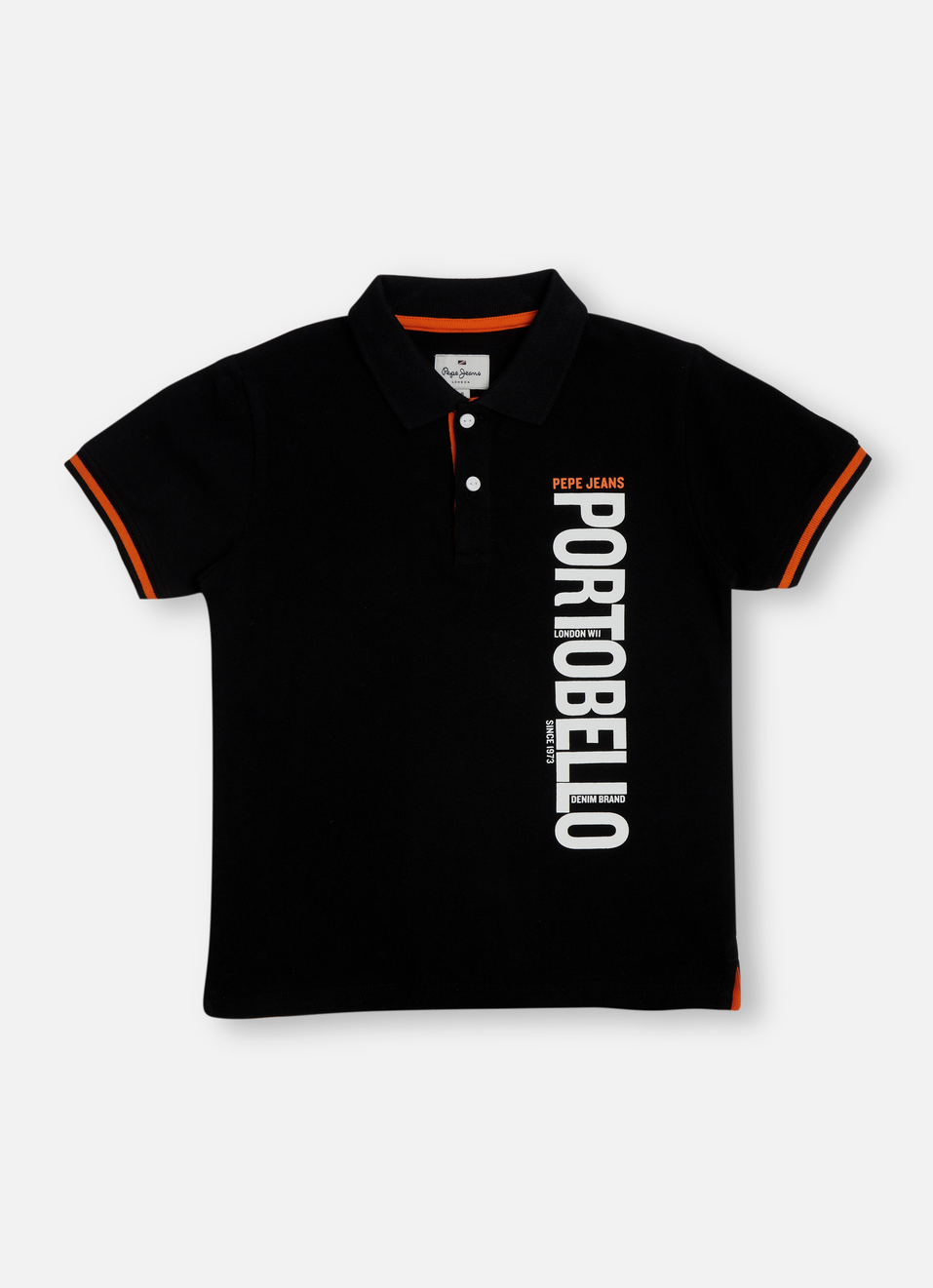Boys Black Graphic Print Short Sleeve Polo, , large image number 0