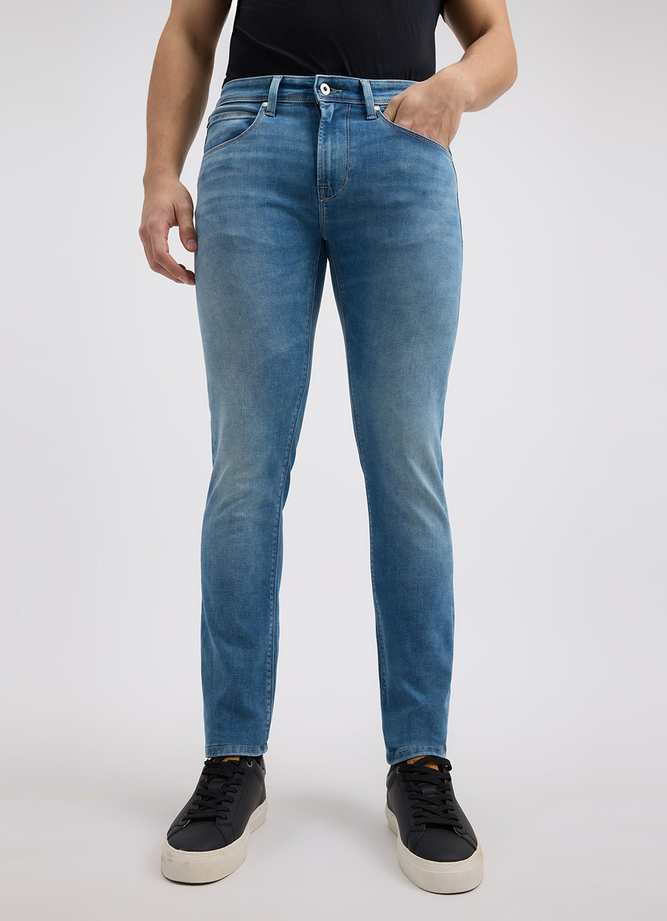 Men Blue Mid Rise Slim Powerflex Jeans, , large image number 2