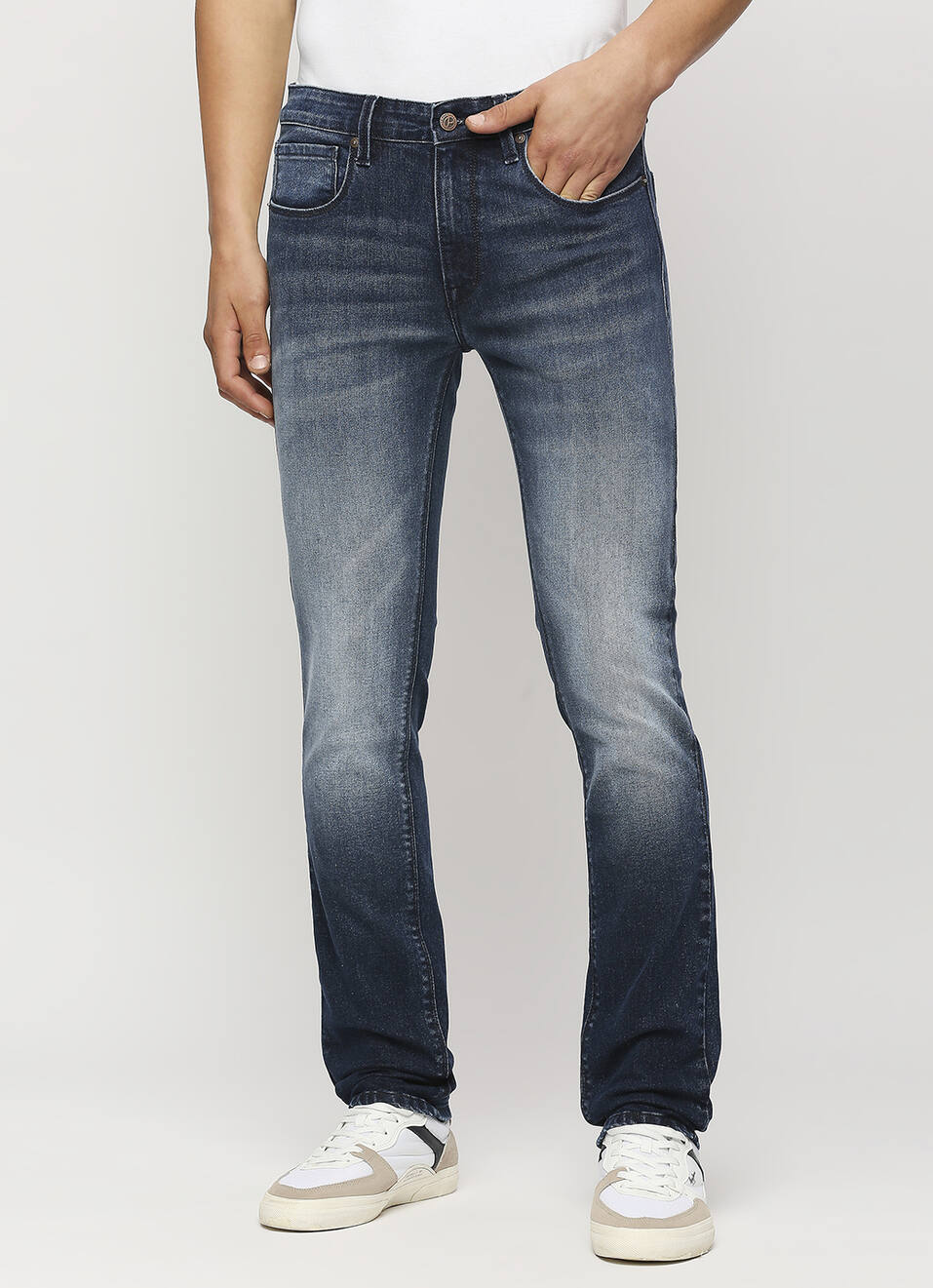 Vapour Dark Blue Mid Rise Slim Fit Jeans, , large image number 2