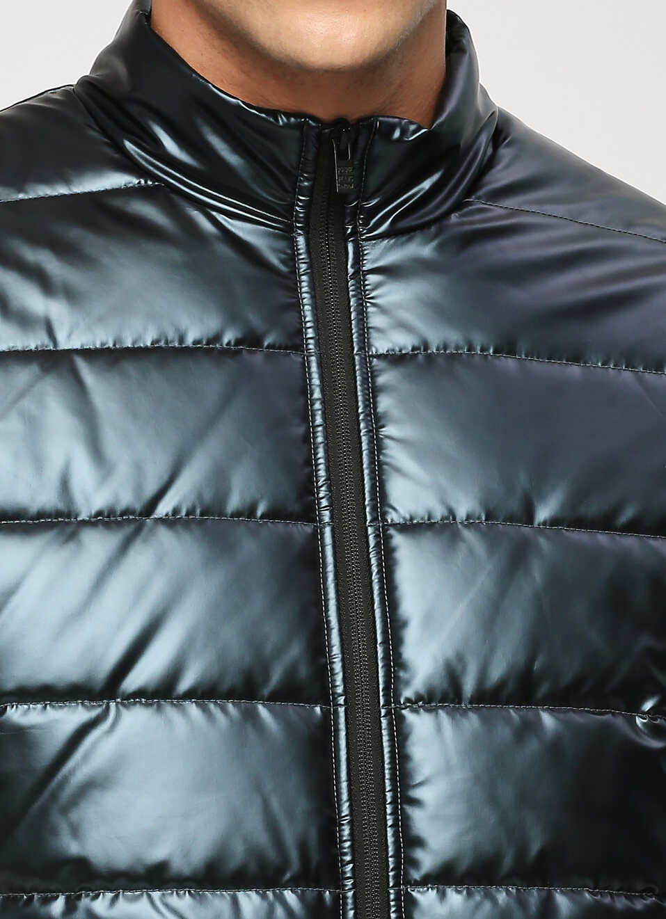 Navy Shiny Puffer Jacket, , large image number 4