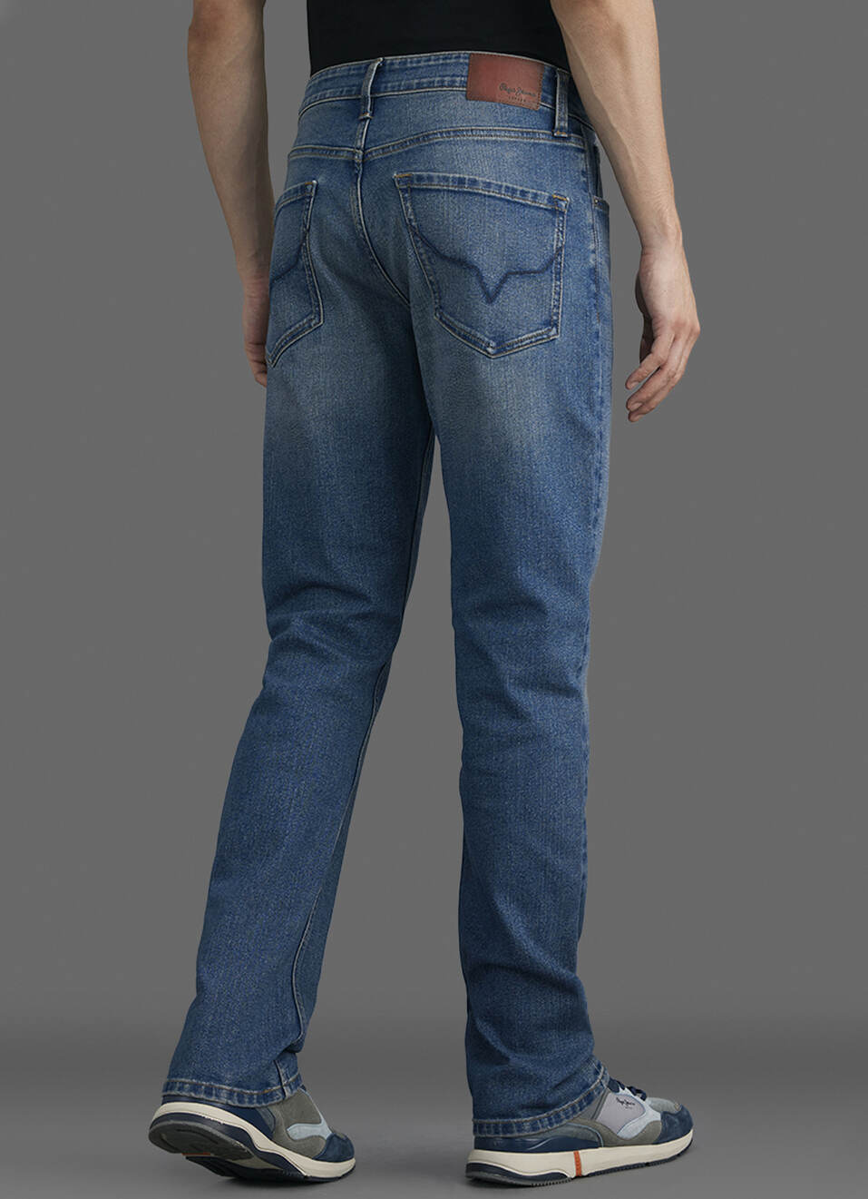 Men Blue Straight Fit Mid Rise Stretchable Jeans, , large image number 3