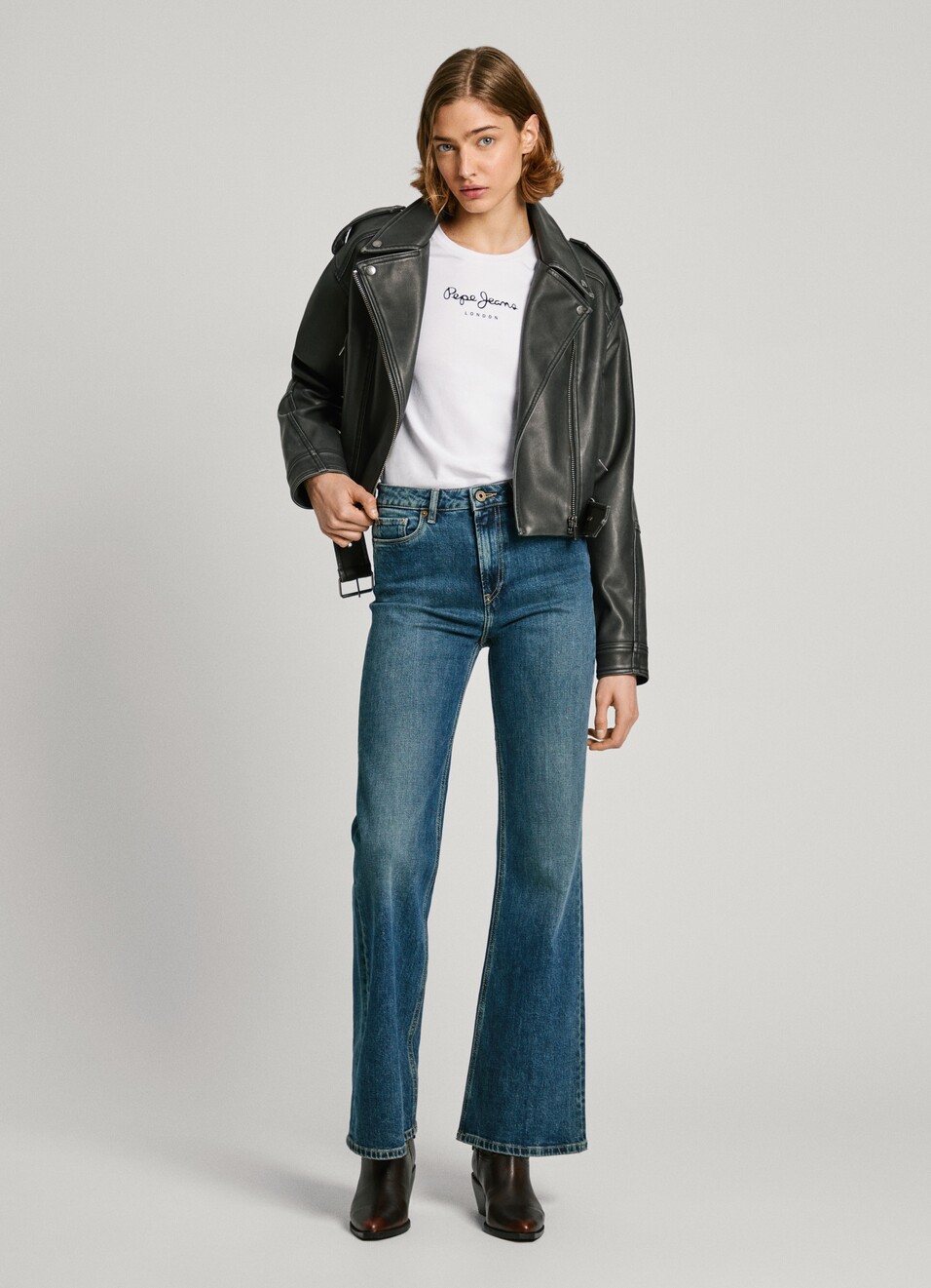 Leather Effect Biker Jacket, , large image number 1