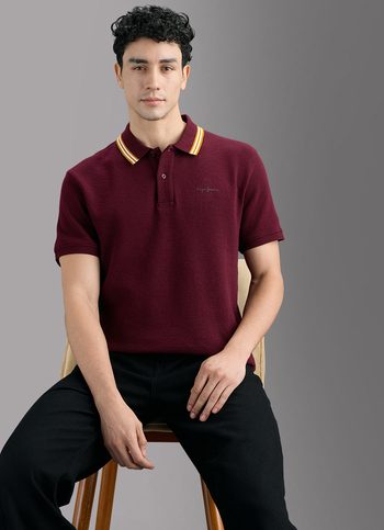 Men Burgundy Red Polo T-shirt