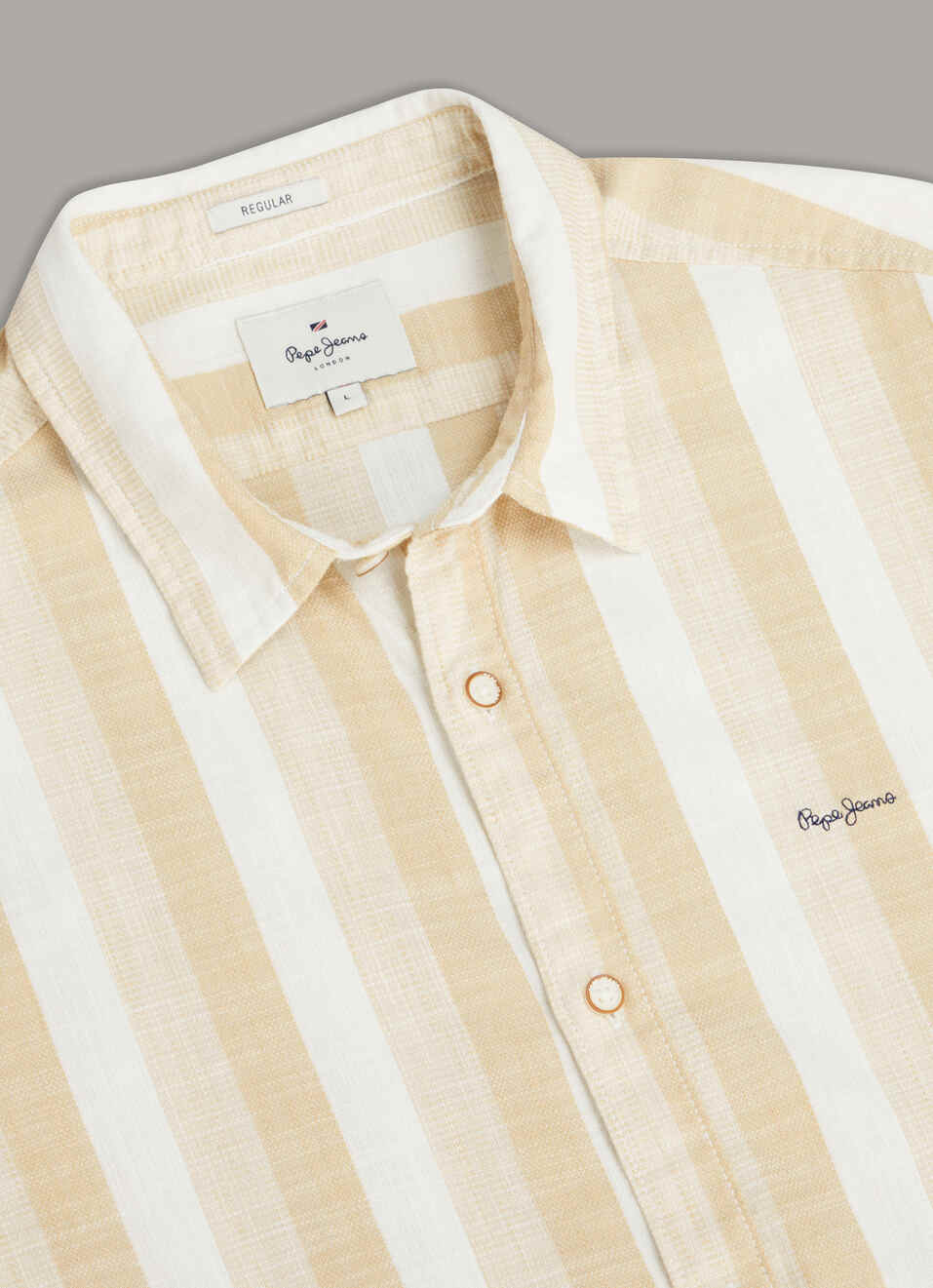 Men Beige Striped Shirt, , large image number 3