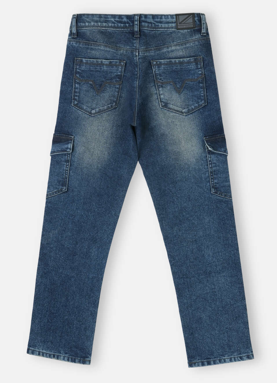 Boys Dark Blue Mid Rise Wide Leg Jeans, , large image number 1