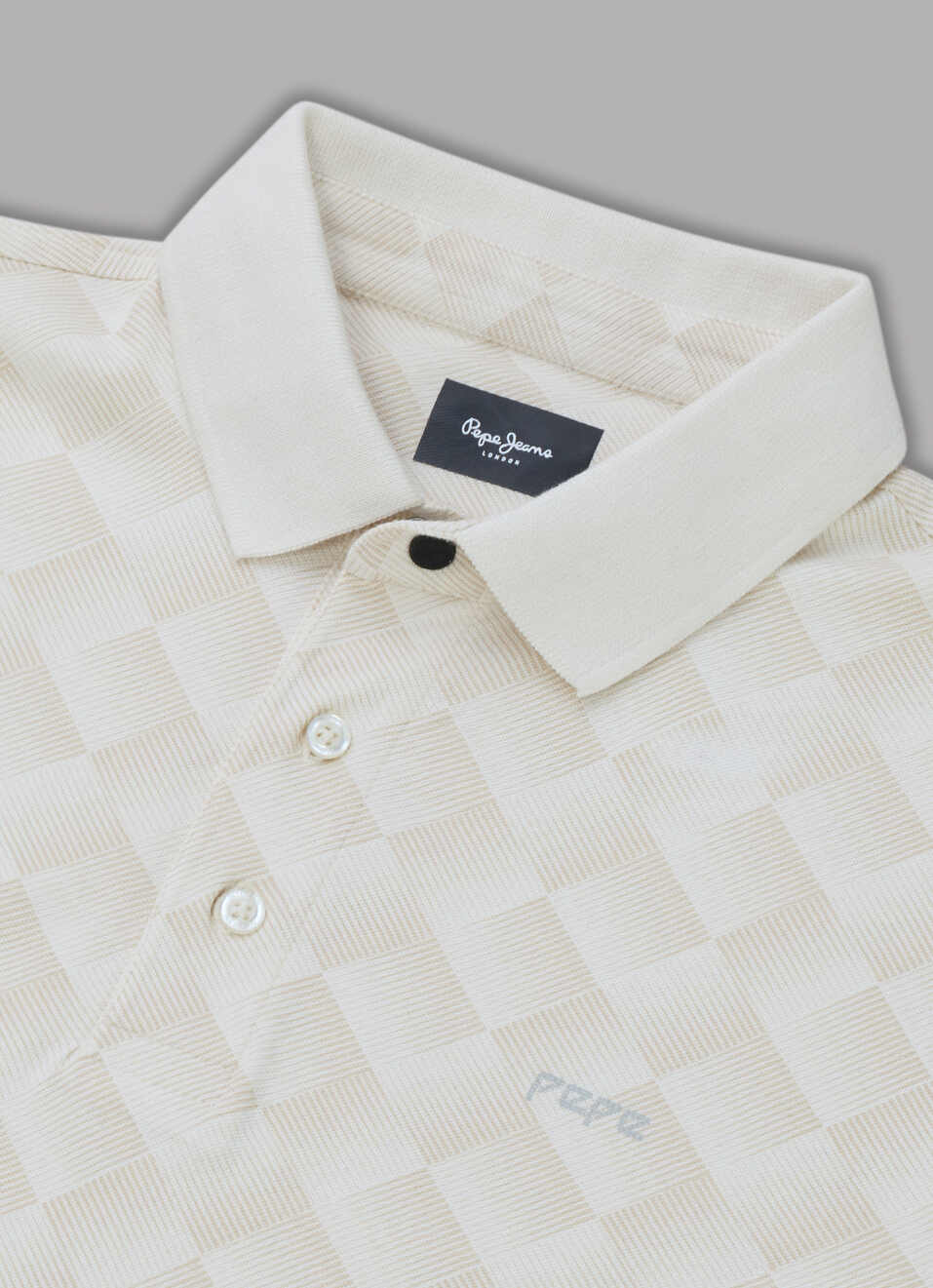 Men Ecru Printed Polo Collar T-shirt, , large image number 6