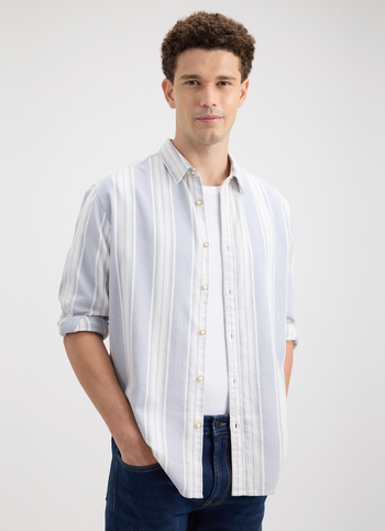 Men Blue Stripe Full Sleeve Shirt