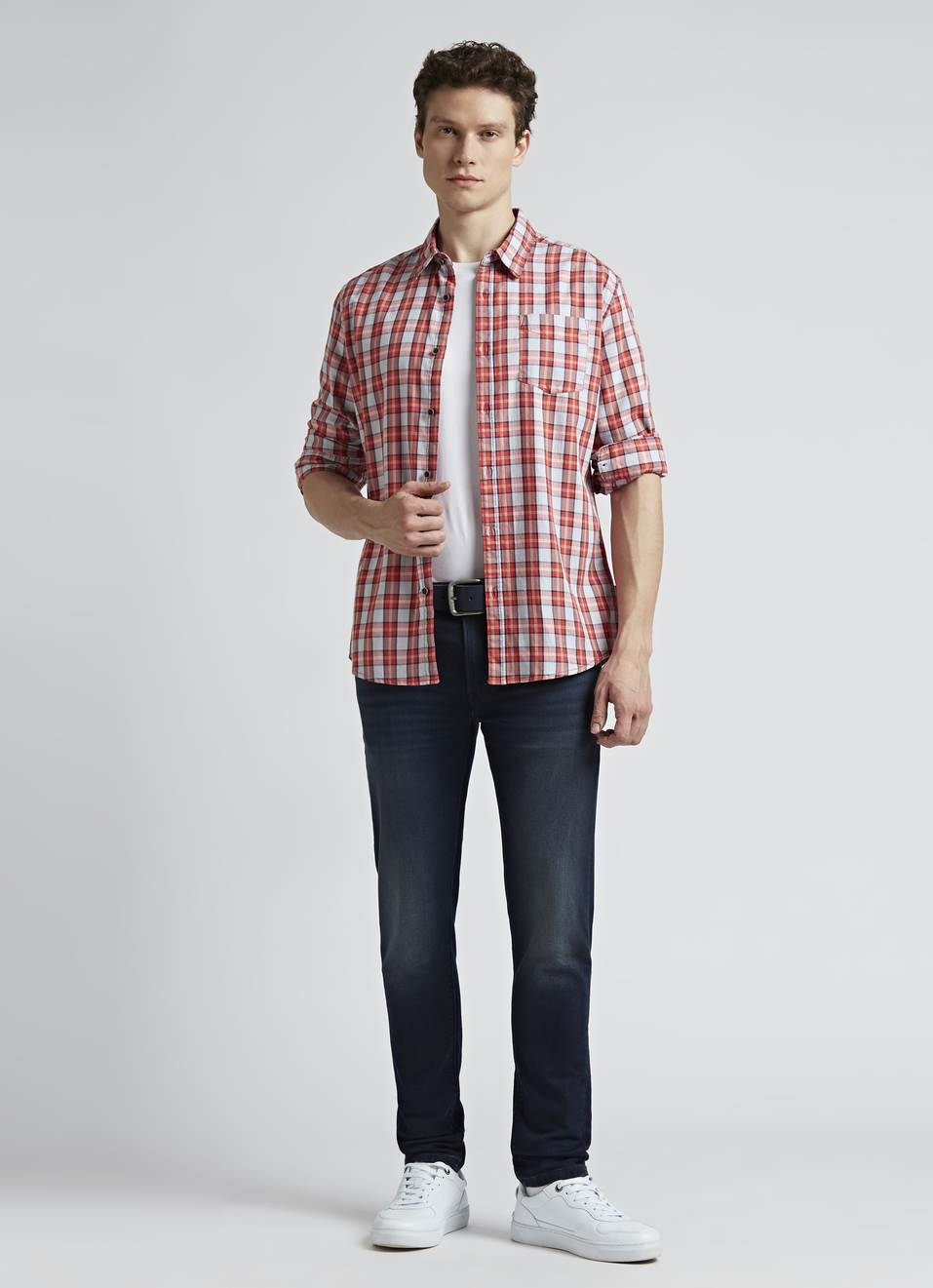 Orange Checks Full Sleeve Shirt, , large image number 5