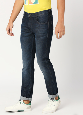 Vapour Dark Blue Mid Rise Slim Fit Jeans