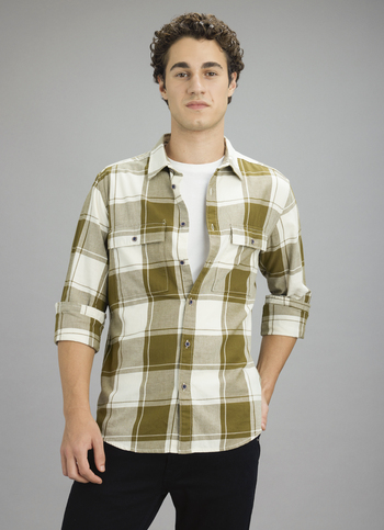 Men Green Check Long Sleeve Shirt