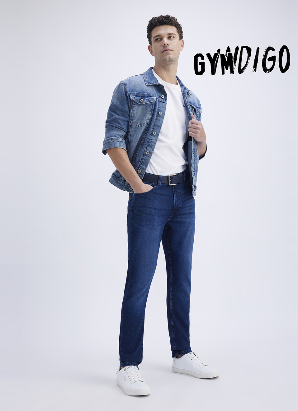 Men Blue Mid Rise Slim Gymindigo Jogger Like Jeans, , large image number 1