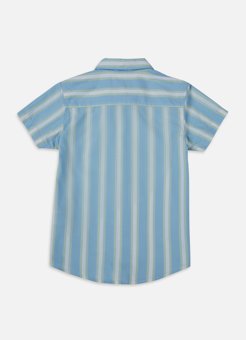 Boys Blue And White Vertical Stripe Short Sleeve Shirt, , large image number 1