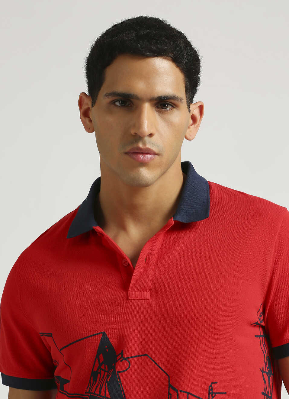 White Placed Print Trendy Pique Short Sleeve Polo, , large image number 4