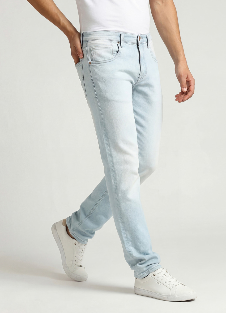 Vapour Light Blue Mid Rise Slim Fit Jeans, , large image number 0