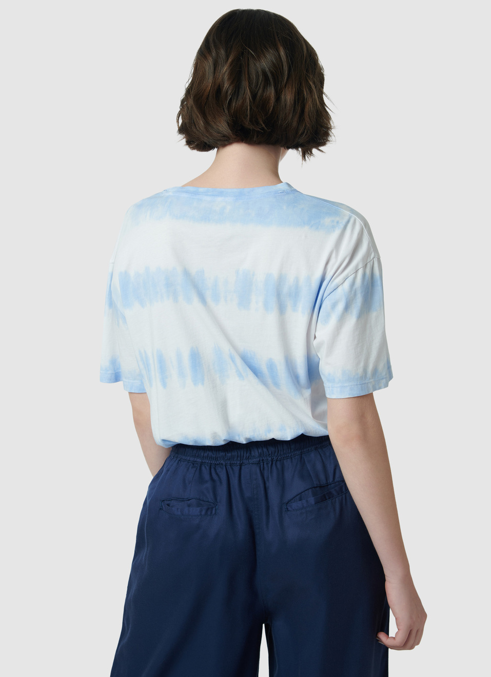 Tie & Dye Tie-up Hem Blue T-shirt, , large image number 2
