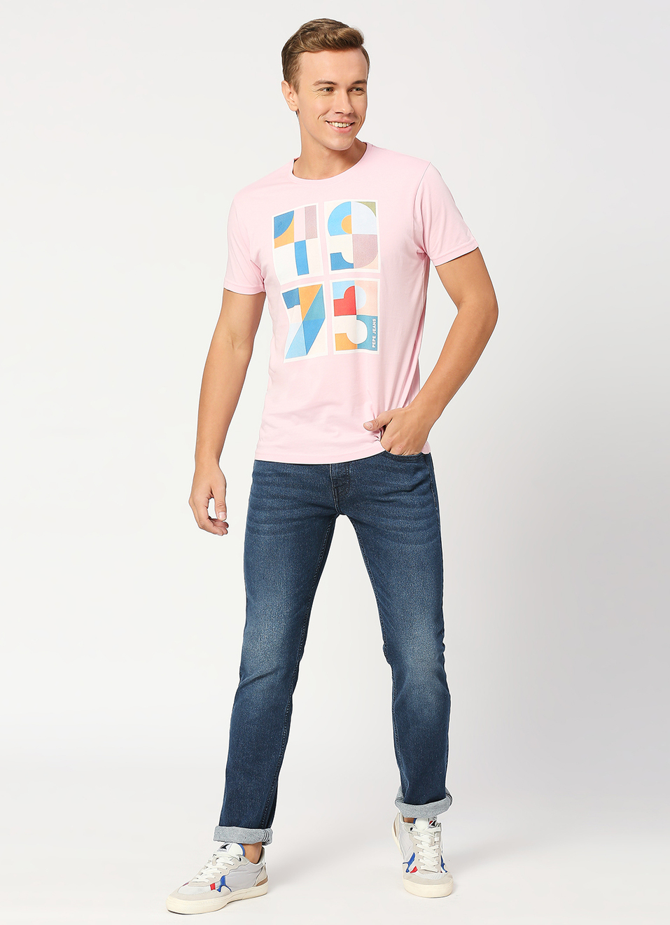Vapour Dark Blue Mid Rise Slim Fit Jeans, , large image number 1