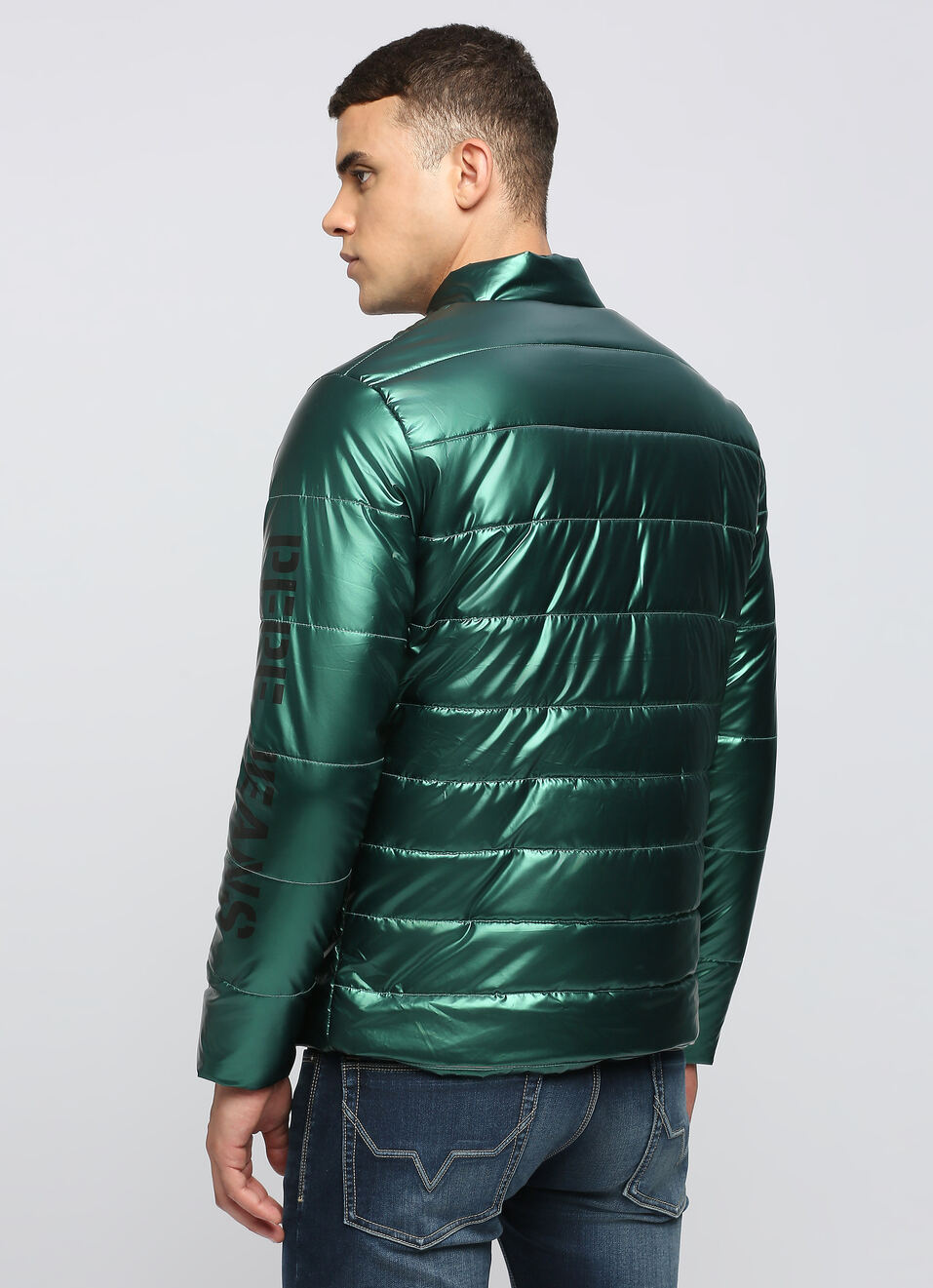 Green Shiny Puffer Jacket, , large image number 2