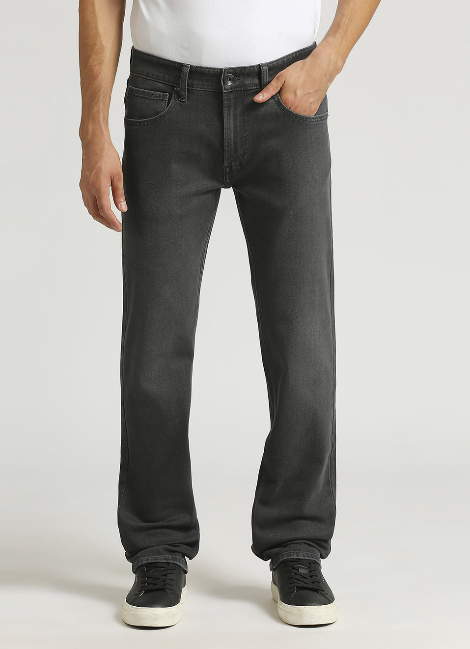 Holborne Grey Mid Rise Straight Fit Jeans, , large image number 2
