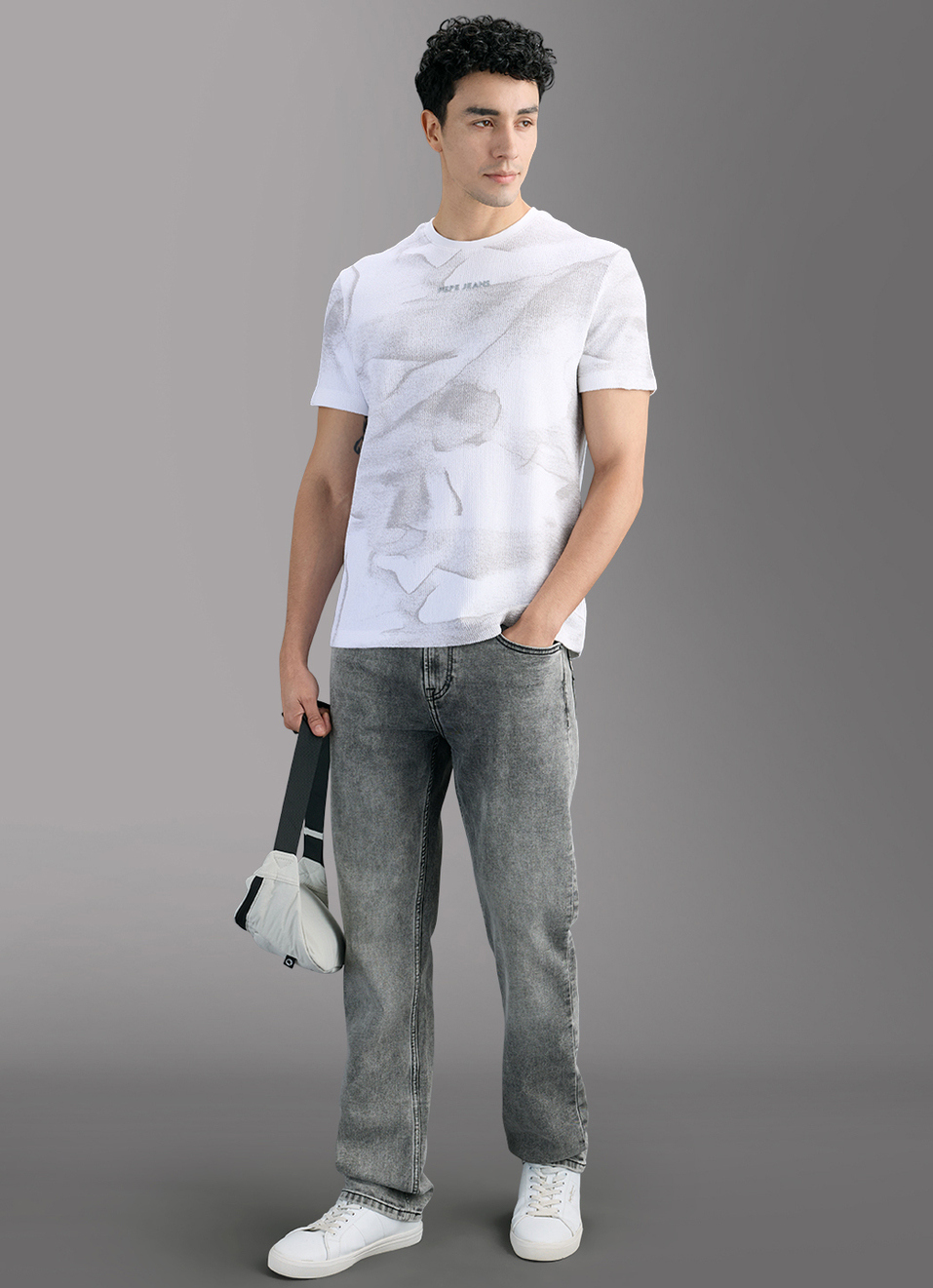 Men White Printed Slim Fit T-shirt, , large image number 2