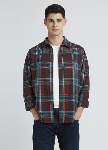 Brown Check Full Sleeve Shirt