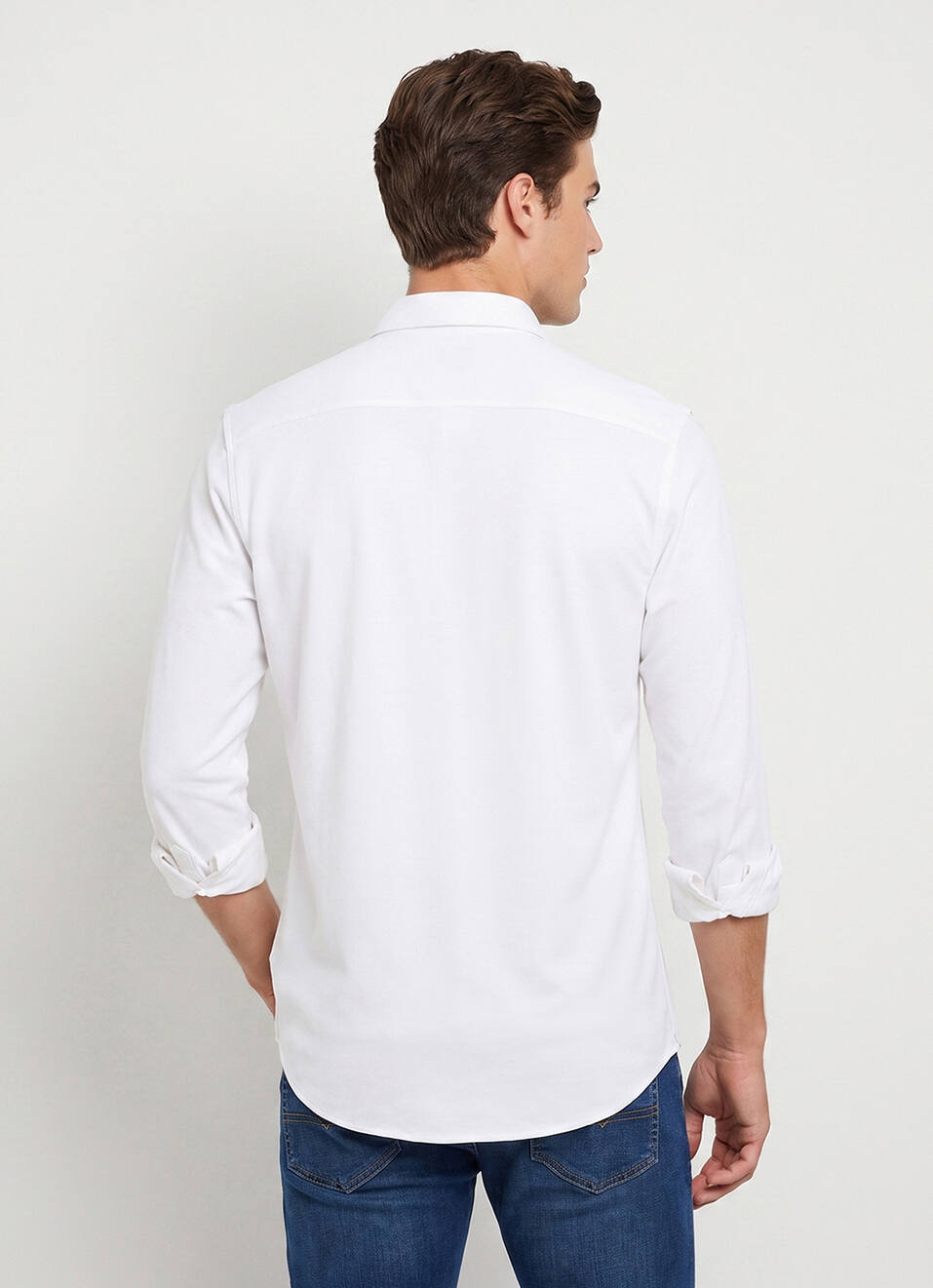 Men White Solid Shirt, , large image number 2