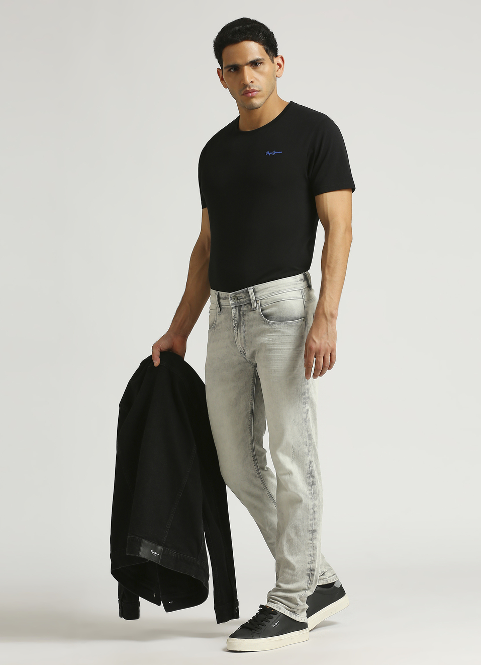 Vapour Light Grey Mid Rise Slim Fit Powerflex Jeans, , large image number 5