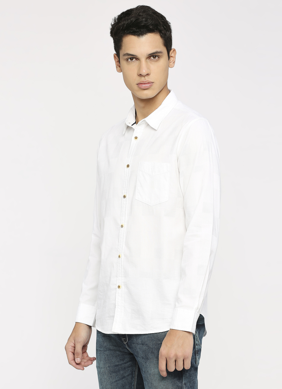 White Solid Full Sleeve Shirt, , large image number 3